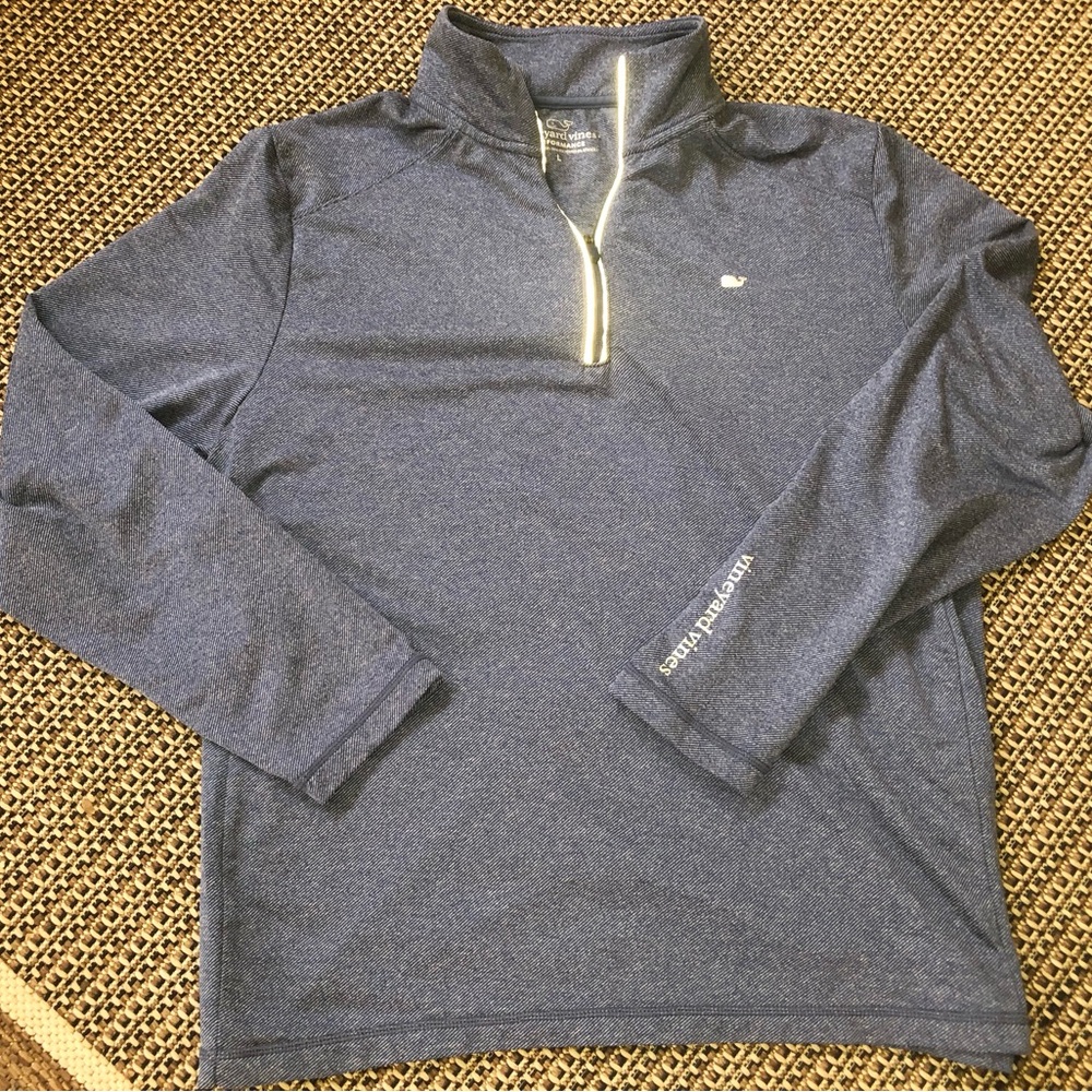 Vineyard Vines Men's Light Blue Quarter-Zip Pullover